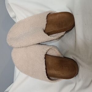 Nicole Miller Cream Fuzzy Mules